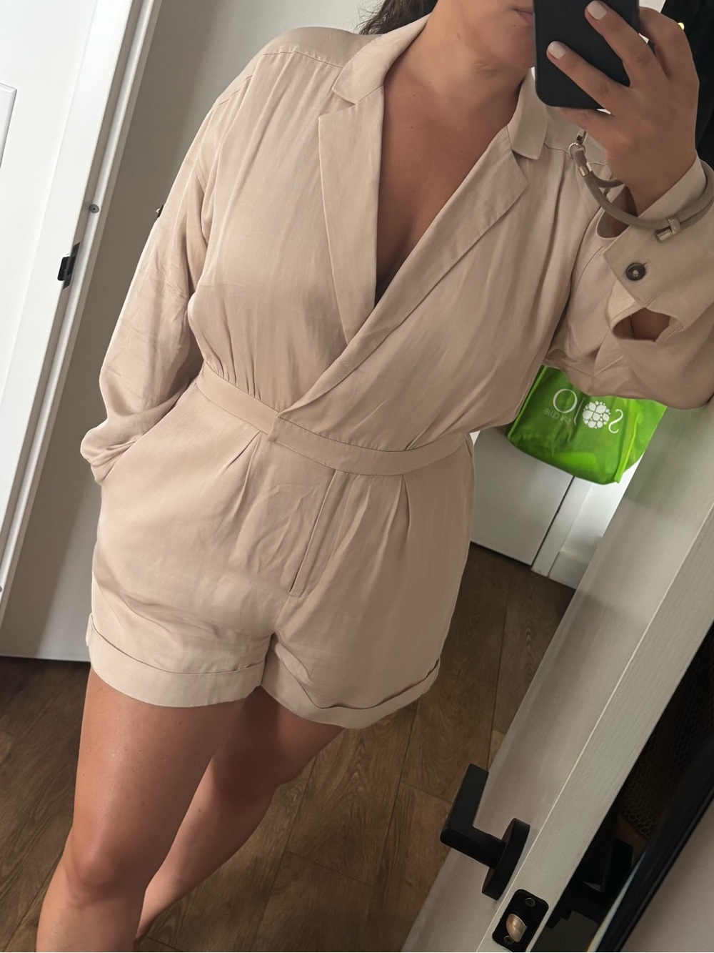 Express Beige Long-Sleeve Blazer Romper - Picture 5 of 5